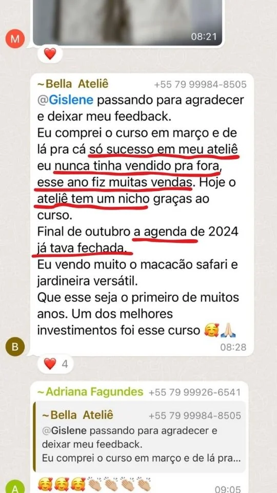 Aluna conta que a agenda de 2024 já estava fechada vendendo o macacão Aviador