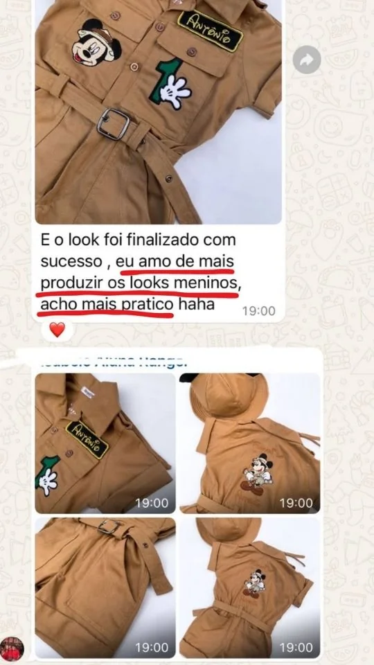 Macacão Aviador de menino produzido por aluna, personalizado com o nome Antônio